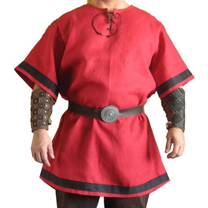 Medieval Vintage Renaissance Viking Tunic Cosplay Warrior Knight LARP Costume For Adult Men Nordic Army Pirate Loose Shirt Tops